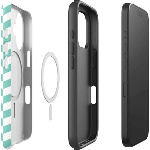 Blue White Chevron iPhone 16 Plus Magsafe Impact Case